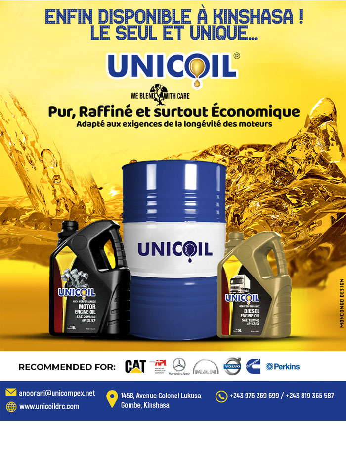 Unicoil Kinshasa Lubrifiants Lubricants Engine Oil RDC 